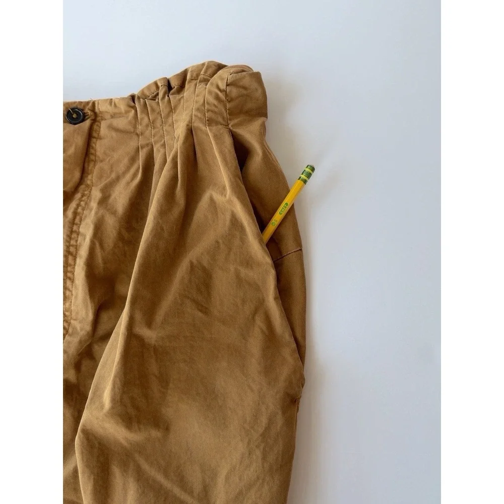Free People Women's M Brown Paperbag Waist Cropped Wide Leg Pants 100% Cotton
